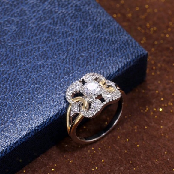 NEW Vintage Gold Round Diamond Art Deco Ring - Picture 7 of 12